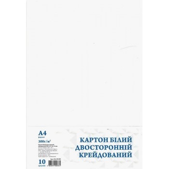 Картон белый двусторонний мелованный, 10 листов, 300 г/м2.